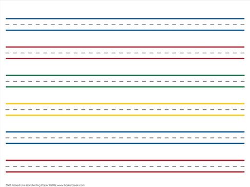 Barker Creek Raised Line Handwriting Paper, Use Sight and Touch to Strengthen Handwriting Skills with Color-Coded Raised Rules, 8.5'' x 11'', 50 Sheets per Pkg (5503) in Kuwait