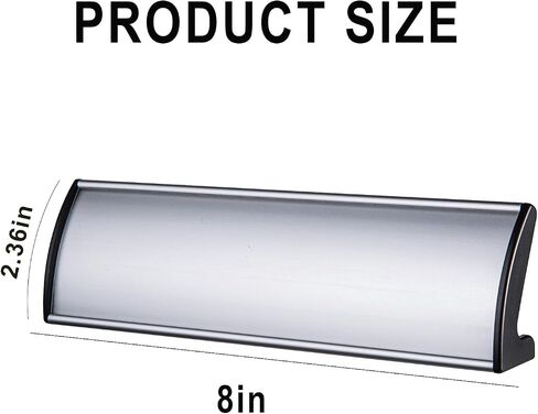 5Pcs Name Plate Holder for Desks, 2.36'' x 8'' Curved Sign Holder Stand for Table Display, Aluminum Nameplate Stand with Plastic Film - Silver in Kuwait