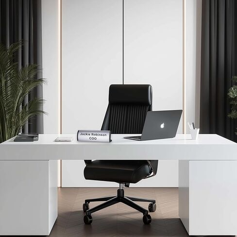 5Pcs Name Plate Holder for Desks, 2.36'' x 8'' Curved Sign Holder Stand for Table Display, Aluminum Nameplate Stand with Plastic Film - Silver in Kuwait
