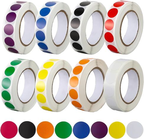 Giantree 0.5 Inch 8 Colors Round Stickers, 8000Pcs Color Dot Stickers, Blank Circle Sticker Labels to Write On 8 Color Dot Stickers for Office, Classroom (8 Colors 8 Rolls) in Saudi Arabia
