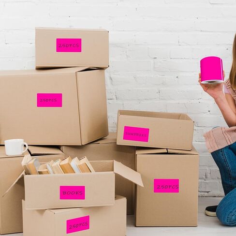 3 × 5 بوصة 250pcs ملصقات ترميز الألوان المستطيل ، والتصاق القوي من السهل كتابة الملصق للتحرك ، والتنظيم المربع ، والمخزون ، والأعمال ، والوردي الفلوريسنت in Kuwait