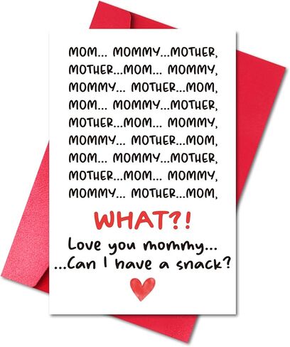 Happy Mother's Day Card for Mom from Young Children, Funny Mother's Day Gift Card from Little Kids Daughter Son (Love You Mommy, Can I Have a Snack) in Saudi Arabia