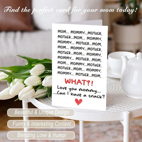 Happy Mother's Day Card for Mom from Young Children, Funny Mother's Day Gift Card from Little Kids Daughter Son (Love You Mommy, Can I Have a Snack) in Saudi Arabia