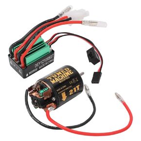 Milltrip RC Brushed Motor, ESC Combo with 540 21T Brushed Motor 65A Waterproof Green Brushed ESC for Traxxas for Tamiya