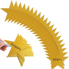 60 جهاز كمبيوتر 6 بوصات ، قطع الذهب Golit Gold ، وقاطع النجوم ، نجم الورق المطبوع مزدوجًا ، ملصقات ، ملصقات من الورق المقوى ، زخارف النجوم لحفل الزفاف ، وجدار غرفة لوحات ،