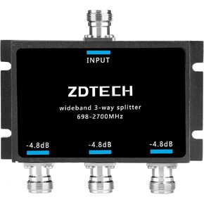 ZDTECH مقسم إشارة ثنائي الاتجاه مع موصلات N-Female 50 أوم لشبكات 3G/4G/LTE(698-2700MHz)