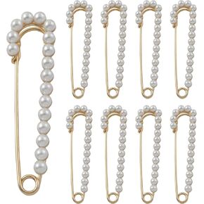 XGNG 10pcs Metal Pearl Button Pins Artificial Pearl Safety Pins Sweater Shawl Clip Brooch Clothes Decoration Pins Waist Closure Pins Anti-Glare Fixed Clothes Accessories