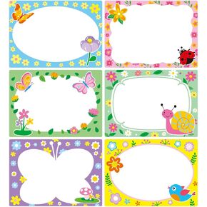 210 Pcs Spring Name Tags Stickers Flower Gift Tags Labels Floral Name Labels for Spring Classroom Flower Theme Party Crafts Birthday Gift Decor
