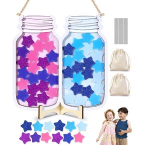 Swooflia Dual Magnetic Reward Jar Classroom for Kids - Rose & Blue Star Jar Reward System Home, Positive Behavior Potty Training Management and Goal Tracking for Girls Boys