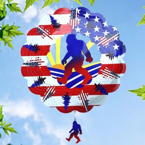 Bigfoot Wind Spinners هدية وطني هدايا Sasquatch للنساء الرجال ، 12 بوصة في الهواء الطلق المعادن ثلاثية الأبعاد ديكور حديقة الساحة