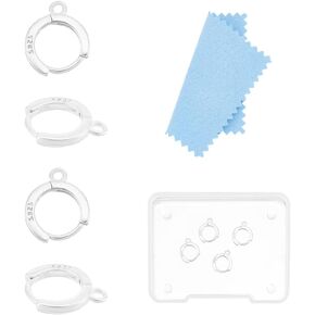 UNICRAFTALE 4Pcs 925 Sterling Silver Huggie Hoop Earring Findings Metal LeverBack Earring Hook Round Earring Hooks with Loop for Jewelry Making Earrings Findings Replacement 11.5mm