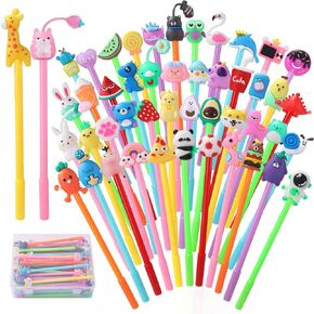 48pcs لطيف كاريكاتير هلام أقلام الحبر الجدة أنماط متنوعة أنماط حيوانات للأطفال متعة في كتابة الطلاب مكافآت المكاتب المدرسية لوازم المنزل （48 أنماط）