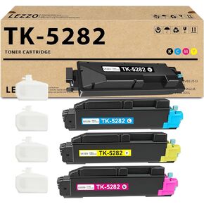 TK5282 TK-5282 Toner Cartridge 4-Pack TK-5282K TK-5282C TK-5282M TK-5282Y Toner Replacement for Kyocera TK5282 Toner for M6235cidn M6635cidn M6235 P6235 Printer(Black Cyan Magenta Yellow)