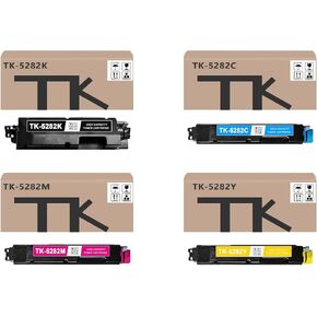 TK5282 TK-5282 Toner Cartridge Compatible for Kyocera 1T02TW0US0 1T02TWCUS0 1T02TWBUS0 1T02TWAUS0 High Yield Replacement for Ecosys M6235cidn M6635cidn P6235cdn Printer (4-Pack, K/C/M/Y)