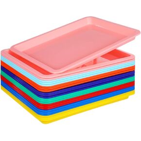 24 PCS صواني فنية بلاستيكية - صواني حرفية للنشاط ، 13.4 × 9.8 بوصة ، بلاستيك متعدد الألوان ، صناديق قابلة للتكديس لطلاء مشاريع DIY للخرز