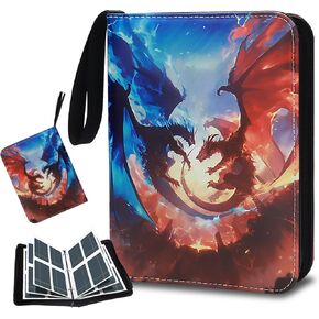 Card Binder for Pokemon 400 Pockets, HYNANCE Trading Card Binder 4-Pockets Card Collection Binder Album Storage Organizer with Zipper and 50 Removable Sheets for Boys Girls Organized