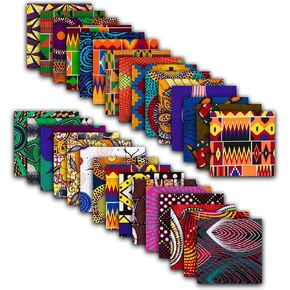 30 PCS 25 × 25 سم/9.8 × 9.8 بوصة من القطن النسيج الأفريقي المربع لا يوجد تكرار النسيج النسيج المطبوع حزمة الحزمة المرقعة للاختلاف لخياطة النسيج الملحقات الحرفية DIY