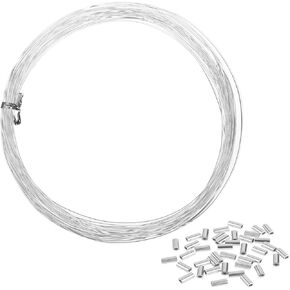 41 Pcs Invisible Hanging Wire, 105 Feet Clear Picture Wire with Aluminum Crimping Sleeves Clear Fishing Line Wire for Hanging Picture Frame String Light Necklaces Jewelry Making Beading