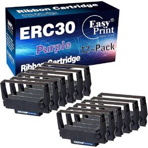 (12-Pack, Purple) Compatible ERC-30 ERC 30 34 38 Ribbon for use in Epson M119 M119B M119D M133A M270 M17-JB M52-JB TM-U325 TM-U370 TM-U375 TM-200 TM-260 Printer, Sold by EasyPrint
