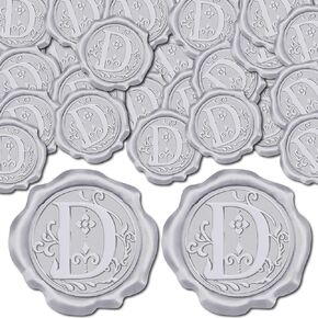 CRASPIRE 50PCS LETTER D WAX SEAL Sticker Alphabet الأولي الفضة خمر ملصقات ختم لاصقة للاصوص على ملصقات ختم ملصق لدعوات المغلف بطاقات عيد ميلاد الزفاف صنع عيد ميلاد