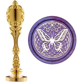 CRASPIRE WAX SEAL SEAL STAM Butterfly ختم ختم ختم شمع الختم 25 مم قابلة للإزالة من النحاس النحاس ختم مع مقبض من سبائك لدعوات الزفاف عيد الميلاد