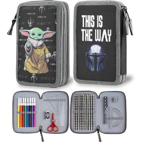 قضية القلم الرصاص للأطفال Mandalorian مع Felt and Pencil Case Double Compartment Case Schools تعود إلى School Gift Wars Baby Yoda