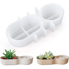 Flower Pot Resin Silicone Mold Double Mouth Storage Mold Epoxy Resin Silicone Mold for Planting Small Flowers Succulent Aromatherapy Candle Jewelry Storage