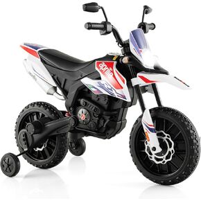 دراجة نارية Olakids Kids ، Recensed Aprilia RX125 12V على دراجة الأوساخ الكهربائية مع عجلات التدريب ، تعليق الربيع ، لعبة دراجة نارية على الطرق الوعرة مع Bluetooth ، USB ، الأضواء