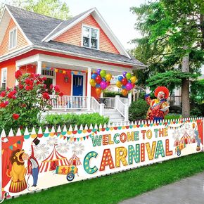 KatchOn XtraLarge Welcome to the Carnival Yard Sign - 120x20 Inch | Welcome Banner for Party Decorations