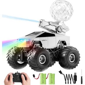 Cybertruck Toy Toy Contrect Car - لعبة برمائية RC Fast Car مع مدفع مائي و 2.4 جيجا هرتز عن بعد ، 4WD 1:16 TRACK TRACK TOUY لجميع التضاريس ، قارب RC Stunt المائي للأطفال 6+