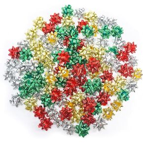 CT Craft LLC Star Gift Bow Pack -4 in x 12pcs الأصفر/الوردي/الأزرق/الأخضر/البرتقالي/الأرجواني - لحفلة عيد ميلاد عطلة التغليف
