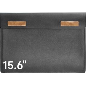 15.6" Waterproof Leather for Laptops and iPad Cases, Versatile PU LeatherPortable Monitor Sleeve Bag, Fits 13"-15.6" Monitor/Tablets - black