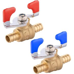(Pack of 2) EFIELD 1/2 Inch Barb Crimp Pex Full Port Shut Off Ball Valve Hot and Cold With Butterfly Handle