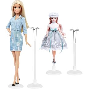 4 PCS DOLL STANDS ، تعني العرض القابل للتعديل من 13 إلى 18 في دمى أمريكية ، أقواس دعم رقم الحركة ، حاملي تنظيم الدمى البيضاء ، رفوف عرض PVC لملحقات الدمية