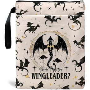 Fourth Wings Inspired Book Sleeve, Book Sleeves with Zipper, Dragon Book Sleeve for Book Lovers, Book Pouch Kindle Protector, Gifts for Women Teacher Librarian Bookworm Bookish (White-A, Large)