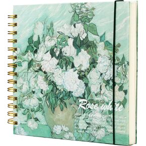 SuyuanArt Hardcover Square Sketchbook 8" x8", Thick Acid-Free Paper for Drawing Spiral Bound, Portable Mixed Media Art Sketch Pad,Drawing Sketching Gift for Artists