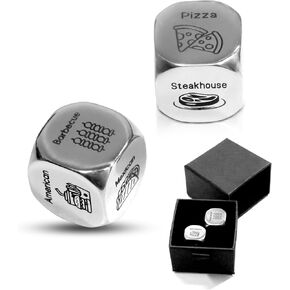 Anniversary Valentines Birthday Gift for Couples Husband Wife Boyfriend Girlfriend, 2 Pcs Food Activity Decision Dice, Date Night Steel Gift for Him Her, Funny Stocking Stuffers for Women Men