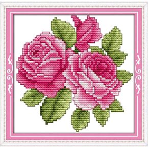 مجموعات غرزة CrossDecor مختومة ، مجموعة كاملة من مجموعات الإبرة عبر الغرابة للمبتدئين ، فنون التطريز والحرف اليدوية لهدايا ديكور الجدران المنزلية-زهرة السعادة 21 × 21 سم