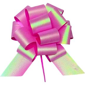 6 pcsglitter pearlescent أقواس سحب للهدية ، أقواس هدية لامعة 6 بوصة ، أقواس الشريط الزخرفية لباقات الزهور ، السلال ، هدايا عيد الميلاد ، الذكرى السنوية والزفاف (أصفر)