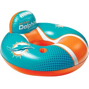 Bigmouth Miami Dolphins 42 "تجمعات قابلة للنفخ تطفو رسميًا على الأنبوب الداخلي للبالغين والمراهقين للبالغين والمراهقين.