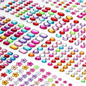 ملصقات حجر الراين ، 2310 PCS ملصق للأحجار الكريمة للوجه للوجه لمكياج جسم الأظافر للوجه ، 14 ورقة زخارف للزخارف الحرف الماكياج (4 أحجام ، 14 لونًا)
