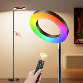 42W LED RGB Floor Lamp, Dual-Sided Bright Standing Lamp with Remote, Stepless Dimmable, Modern Color Changing Torchiere Tall Lamps for Living Room Bedroom Office Gaming Party