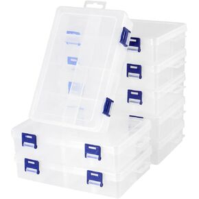 8 PCS 8 Grid Snackle Box Container ، صندوق تخزين بلاستيكي مع مقاطع قابلة للتعديل ، صندوق تخزين شبكات واضح للوجبات الخفيفة مجوهرات المجوهرات