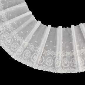 BENECREAT 3 Yards White Cotton Lace Fabric, 10.6 Inch Sewing Lace Trim Embroidery Floral Lace for Craft Sewing, Wedding Bridal Decoration, Home Decoration, Packaging
