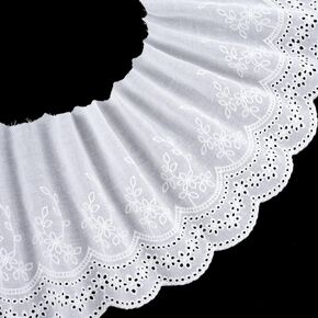5 Yards White Cotton Eyelet Lace Trim, 7.87 Inch Wide Floral Lace, Embroidery Ruffle Lace Ribbon DIY Supplies for Sewing Crafts, Clothes, Wedding Decorations