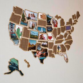 1DEA.me 3D Wooden USA Photo & Cross Stitch Wall Map - 3in1 - Includes Secure Photo Maker - 26x40 in - Easy to Use, Built to Last and Uniquely Yours
