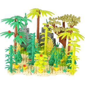 Hayder Jungle Trees Plants Building Blocks with Baseplates, Botanical Parts Leaf Flower Forest Plants Pieces Garden Scenery Building Bricks Toys Compatible with All Major Brands