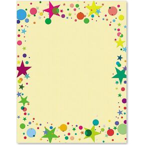 PaperDirect Confetti Swirls Celebration Stationery, Letters, Cards, Invites, Border Papers, Letterhead 8.5 x 11, 25 sheets, Elegant Premium Writing Paper, Decorative Printer Paper