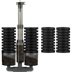 Qwakay Aquarium Sponge Filter Fish Tank - Aquarium Quiet Filter with 4 Sponges and 2 Bag of Filter Stones for 10 20 55 Gallon Tank