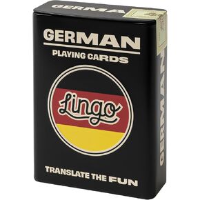 Lingo German Play Cards in Wayfarer Tin Box | بطاقات وميض السفر | تعلم المفردات الألمانية بطريقة ممتعة وسهلة | 52 ترجمات أساسية